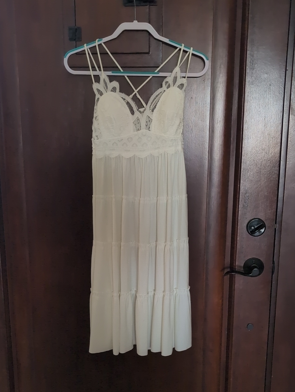 Cream Lace Bust Tiered Summer Dress